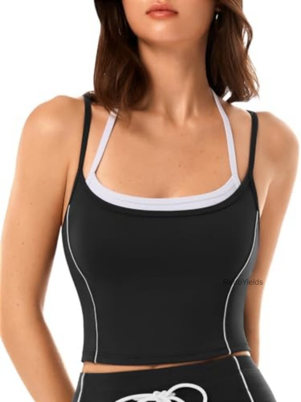 Nylon Lycra Crop Tank Top with Removable Pads, Low Impact Sports Bra, Halter